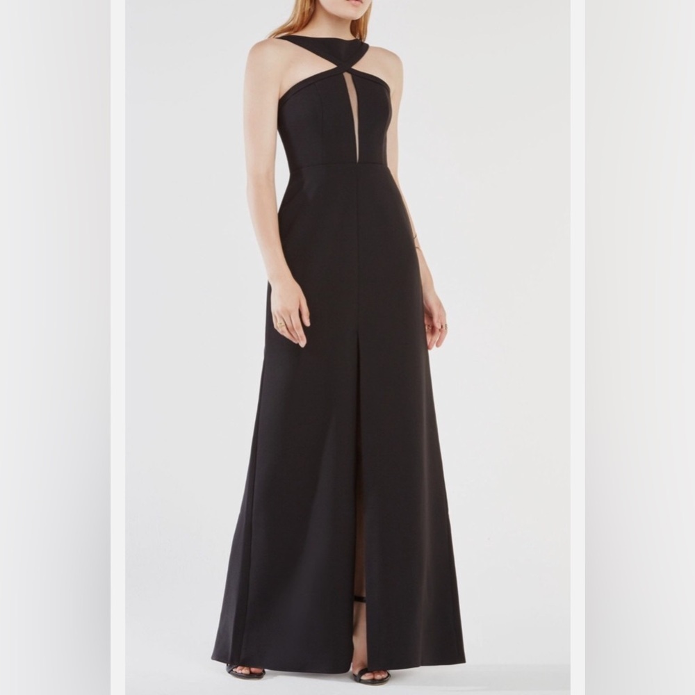 BCBGMAXAZRIA ANGIE CUT OUT FRONT SLIT GOWN MAXI DRESS SIZE 10 - Picture 4 of 17